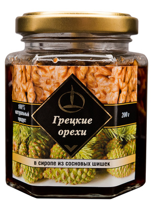 Грецкие орехи в сиропе из сосновых шишек, 200 г.