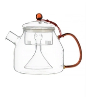 KH545 Чайник стеклянный жаропрочный, с сифоном и с коричневой ручкой 1000 мл